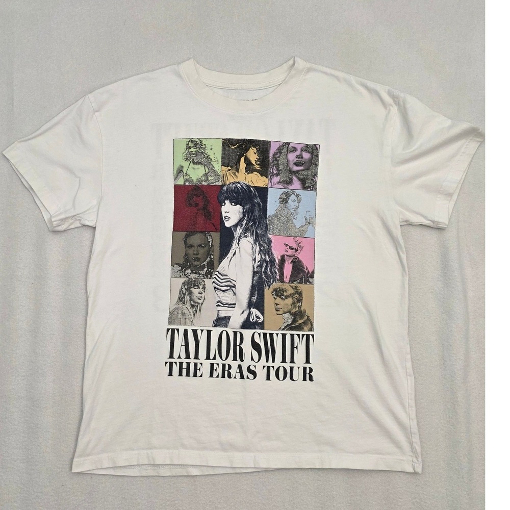 Taylor Swift The Eras Tour T-Shirt Size M White 100% Cotton 2023 Concert Graphic
